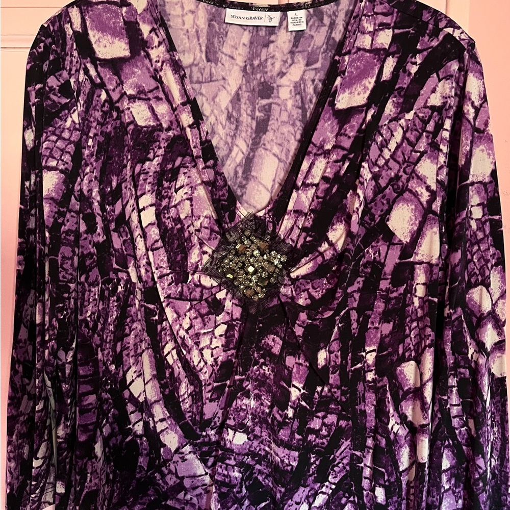 Jeweled V-Neck Top = $10